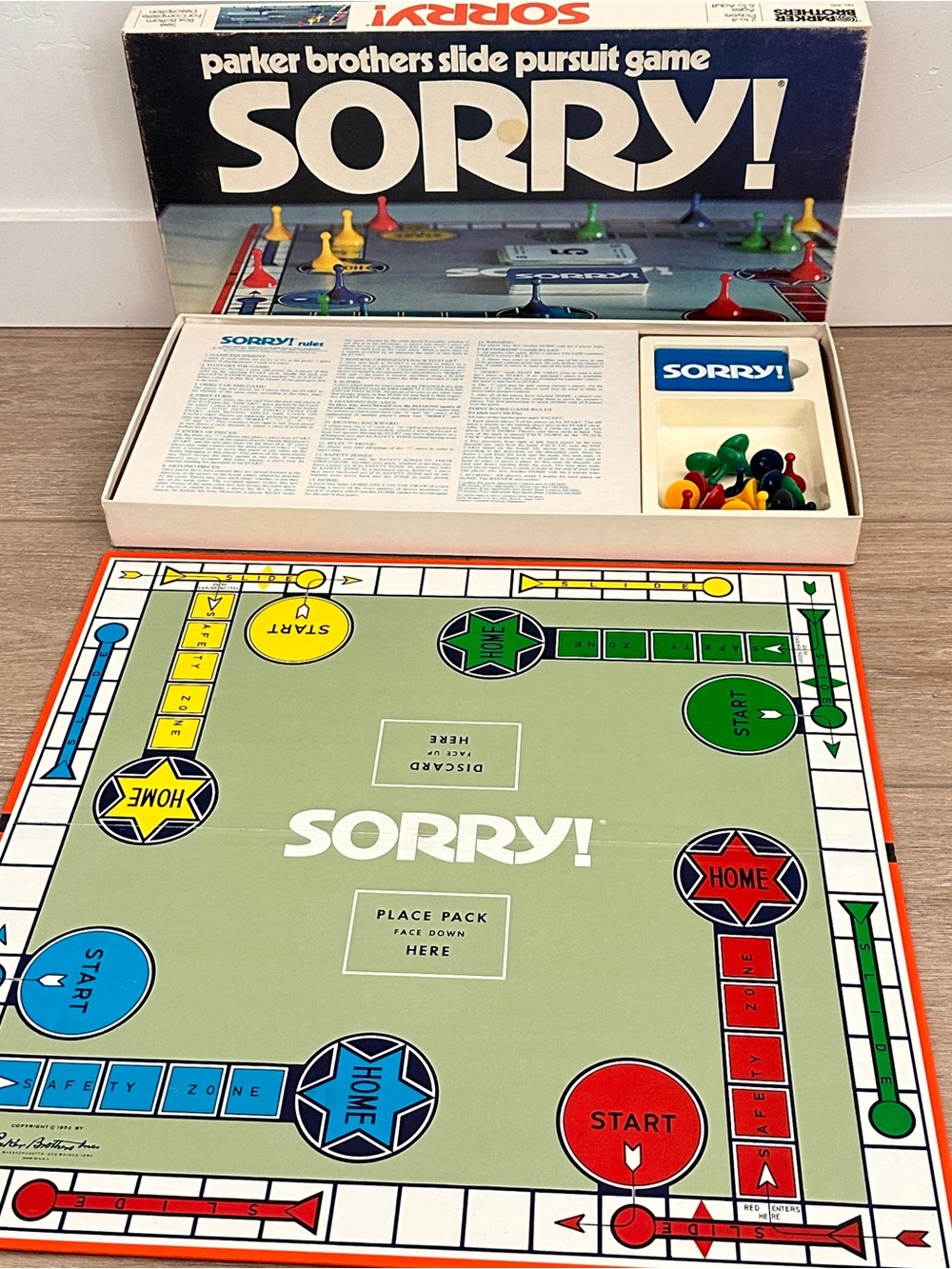 Vintage Sorry! Slide Pursuit Game Classic Board Game Complete